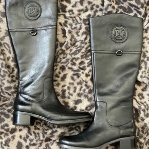 Etienne Aigner Black Leather Riding Boots